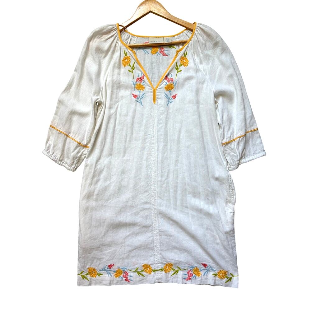 Calypso St. Barth Embroidered White Linen Blend Tunic Mini Dress Size XS